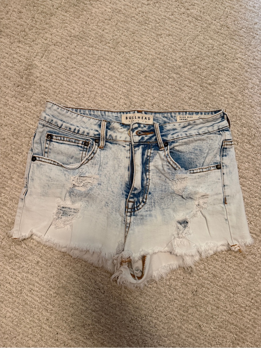 Bullhead Light Blue Distressed Cutoff Denim Shorts